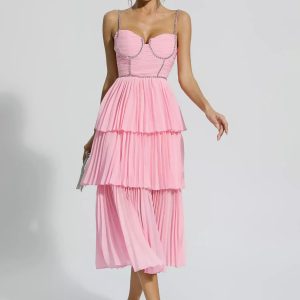 meredith pink diamond ruched midi dress 16