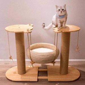 solid wood rattan cradle cat nest cat climbing frame 11 solid wood rattan cradle cat nest cat climbing frame 11