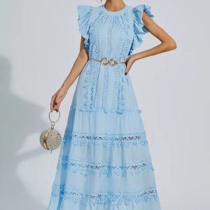 treasure blue embroidered belted maxi dress 11