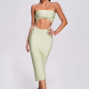 venus strapless cutout midi bandage dress 11