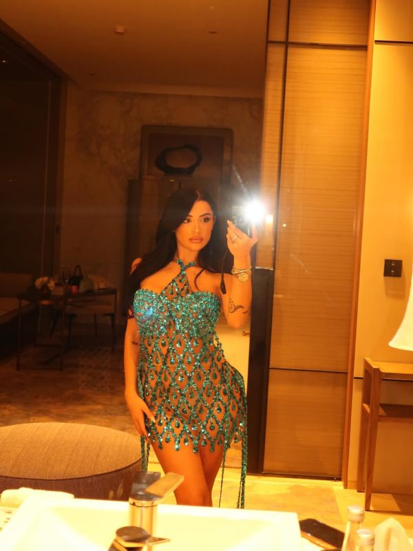 diego rhinestone fringe sequin mini dress in blue 500