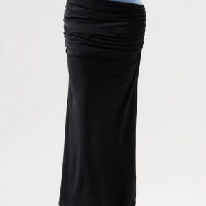 labola patchwork denim ruched skirt 11