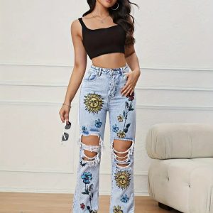 lina ripped printed jeans 11 lina ripped printed jeans 11