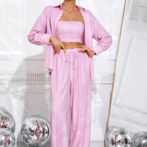 amira sequined three piece set in pink 100