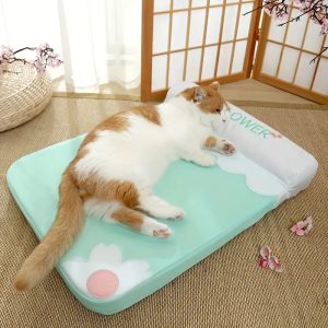 floral design waterproof pet bed with pillow 11