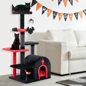halloween gothic cat tree with house 11
