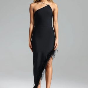 kuhany feather skew hem dress 11