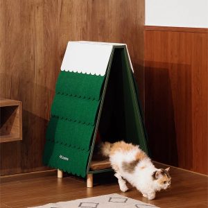luxury 3 in 1 modern foldable wooden cat house 5001