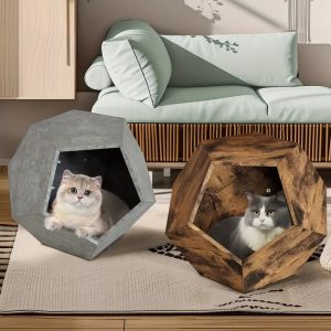 luxury modern wooden cozy cave cat nest 14