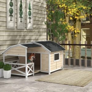 outdoor cabin style wooden dog house 11