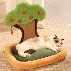 persimmon tree cat scratching board with nest 16