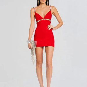 polly mini bandage dress in red 11