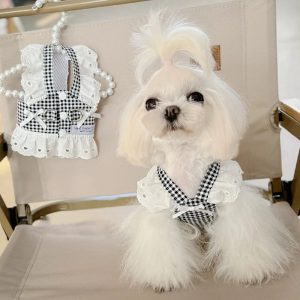 retro plaid lace pet princess dress 11