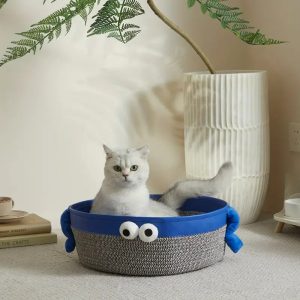 round cotton rope woven cat bed 11