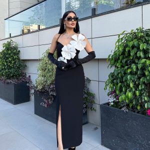 strapless floral bandage maxi dress 100