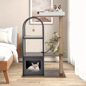 47 luxury large cat tree with top perch bed & scratching posts 11