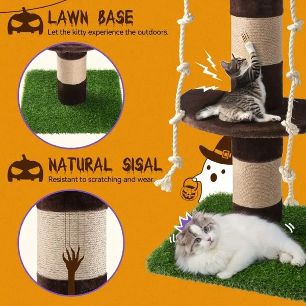 55″ cat tree with removable leaves & cozy top perch 500