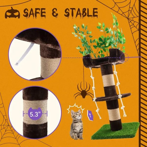 55″ cat tree with removable leaves & cozy top perch 600