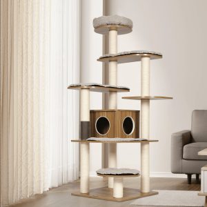 69 wooden cat tree tower with multi level platforms 11 69 wooden cat tree tower with multi level platforms 11