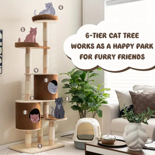 75 multi layer wooden cat tree with two condos 13