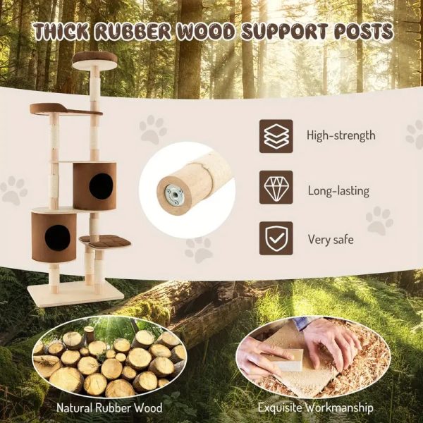 75 multi layer wooden cat tree with two condos 15