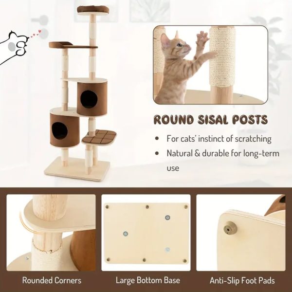 75 multi layer wooden cat tree with two condos 18