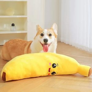 banana shape squeaky plush dog toy 11