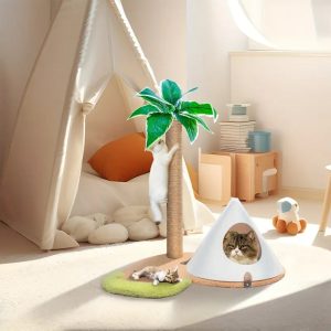 unique design cat scratching post with tent 11