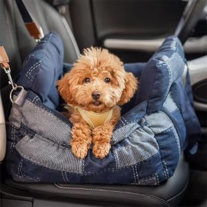 vintage denim patchwork dog car seat bed 24