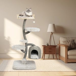 55.9'' tall cat tree with curved pole 11
