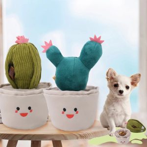 cactus plush squeaky slow feeder interactive dog toy 11