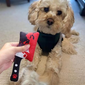 halloween knife squeaky chew plush dog toy 11