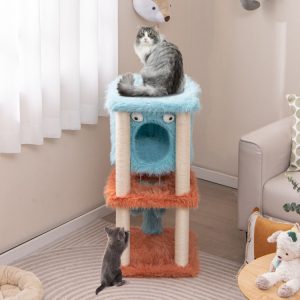 monster themed cat tree with private hanging condo 11