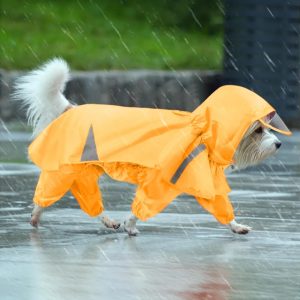 reflective windproof & waterproof hooded dog cape raincoat 11