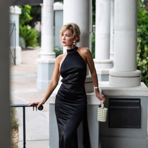 romana black maxi dress 100
