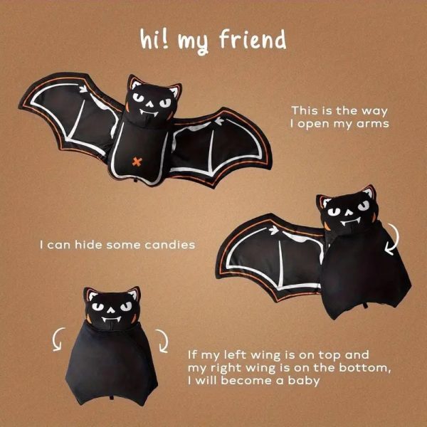 halloween black bat shaped throw pillow 13