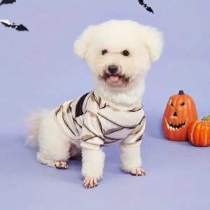 halloween mummy print pet shirt for cats & dogs 11
