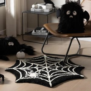 halloween spider web non slip tufted rug 11