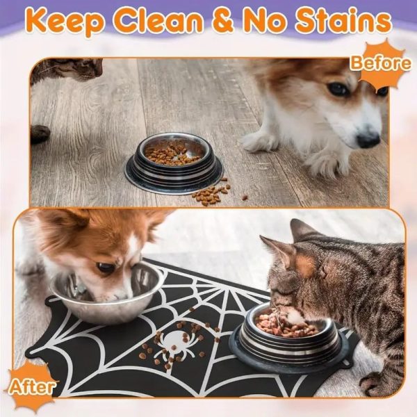 halloween spider web pet feeding mat 12