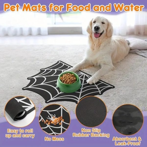 halloween spider web pet feeding mat 13