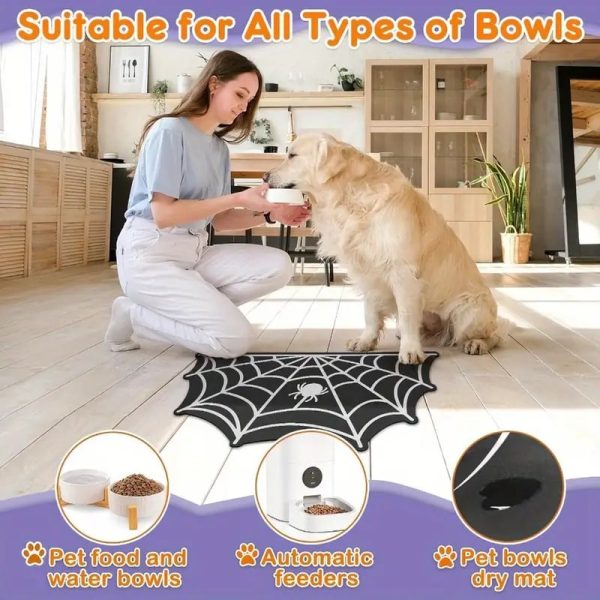 halloween spider web pet feeding mat 14
