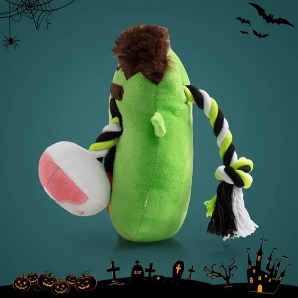 halloween squeaky plush dog toy green zombie 14