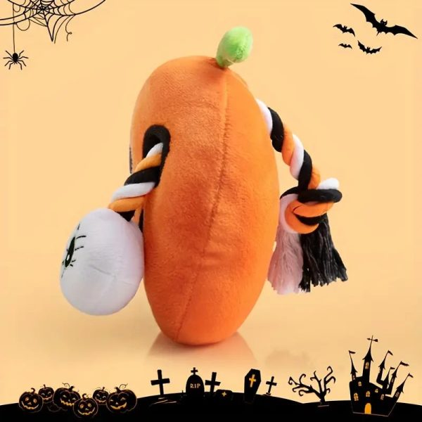 halloween squeaky plush dog toy pumpkin 12