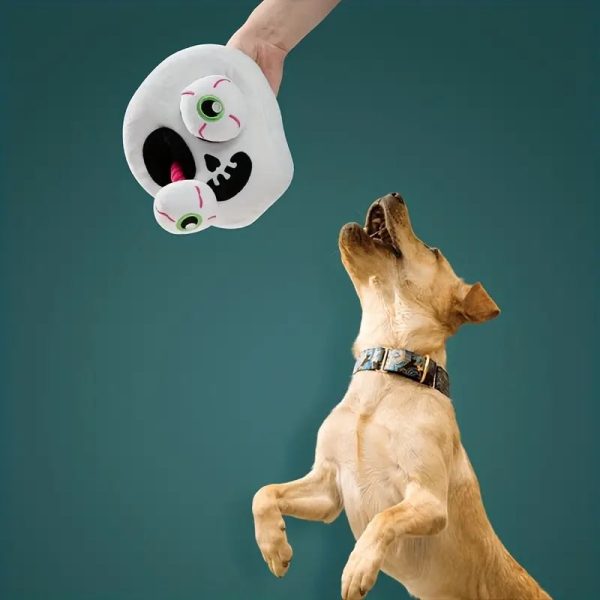 halloween squeaky plush dog toy skull 12