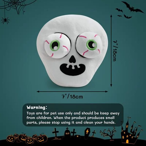 halloween squeaky plush dog toy skull 16