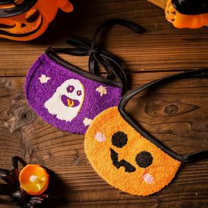 halloween themed pumpkin & ghost pattern pet bib 13