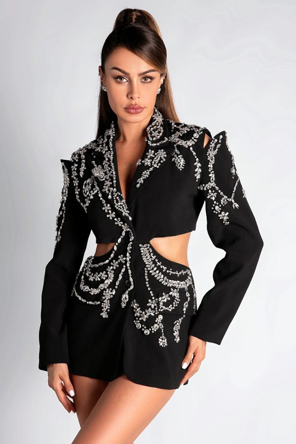 keti diamond long sleeve cutout blazer dress 12