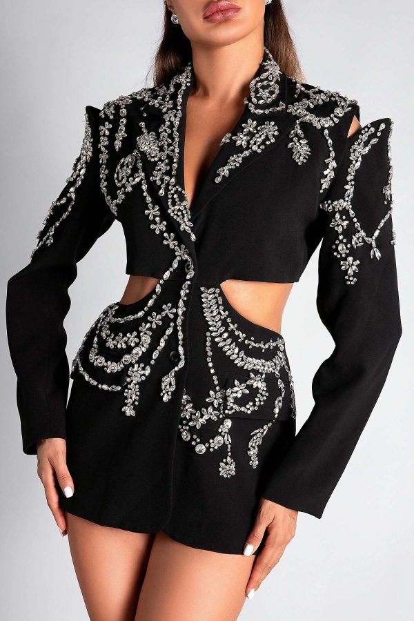 keti diamond long sleeve cutout blazer dress 13