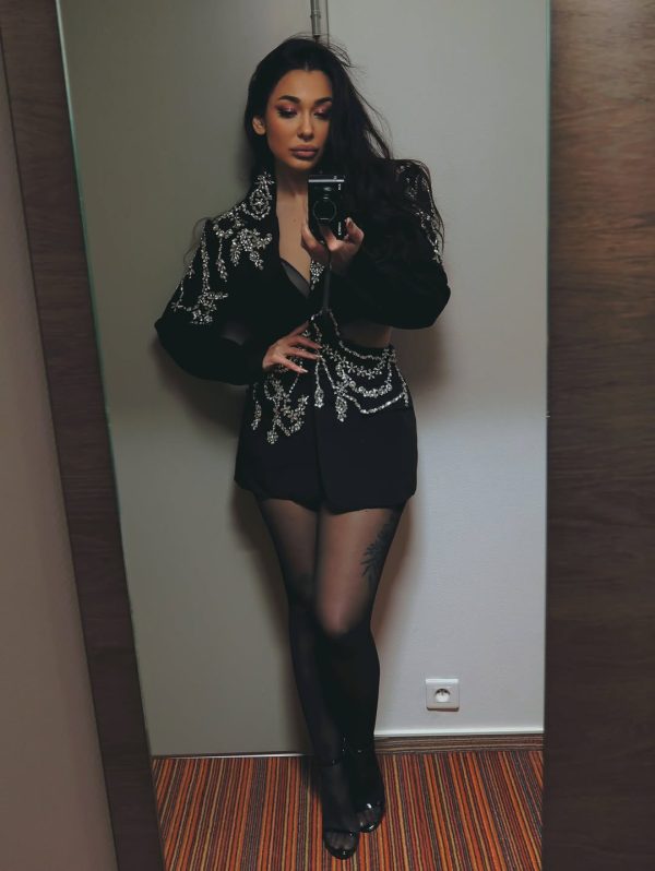 keti diamond long sleeve cutout blazer dress 16