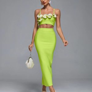 rajiv flower bandage skirt set 11